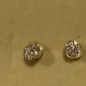 Round Brilliant Cut .20 Carat Natural Diamond In 18k Gold Earrings